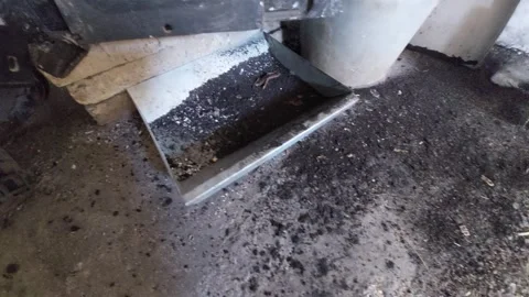 Messy floor with ash and soot after cleaning a central heating boiler Stock Footage 333643545