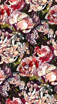 Messy garden flower paint pattern vector textured Stock Illustration