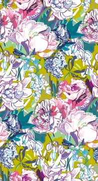 Messy garden flower paint pattern vector textured イラスト素材