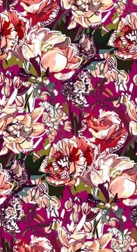 Messy garden flower paint pattern vector textured Illustrazione stock