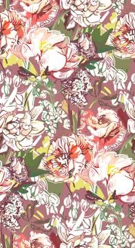 Messy garden flower paint pattern vector textured Stock Illustration