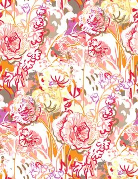 Messy garden flower paint pattern vector textured Stock Illustration