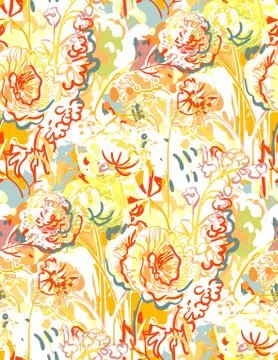 Messy garden flower paint pattern vector textured Illustrazione stock