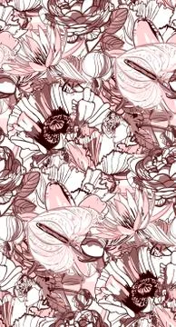 Messy garden flower paint pattern vector textured Stock Illustration