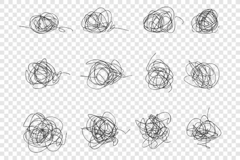 Messy hand drawn scrawls vector illustrations set イラスト素材