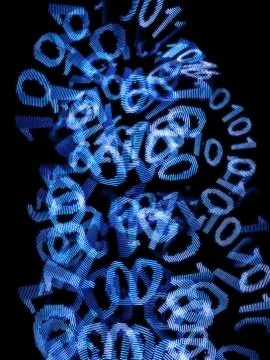 A messy heap of binary code on a black background Stock Photos