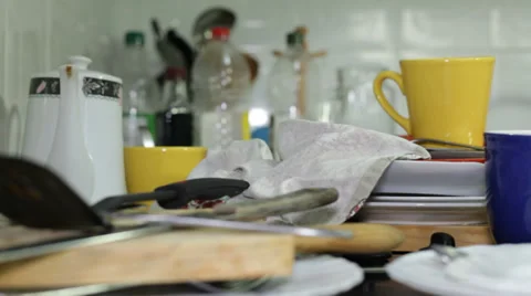 Messy kitchen Stock Footage 31387561