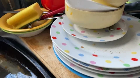 Messy kitchen sink Stock Footage 176277312