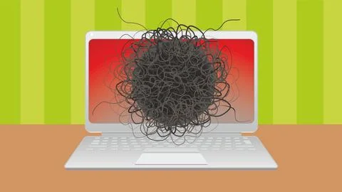 Messy laptop. Vector illustration. Ilustração Stock