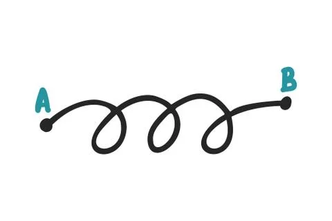 Messy line connecting points hand drawn vector illustration Stock Illustration
