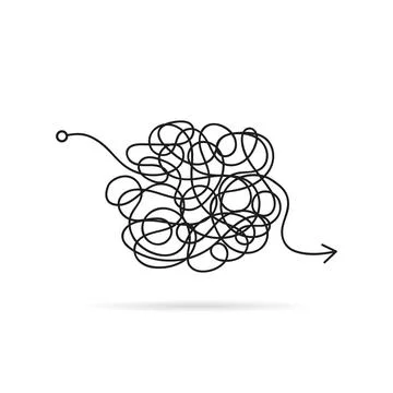 Messy line like finding a solution Stock Illustration