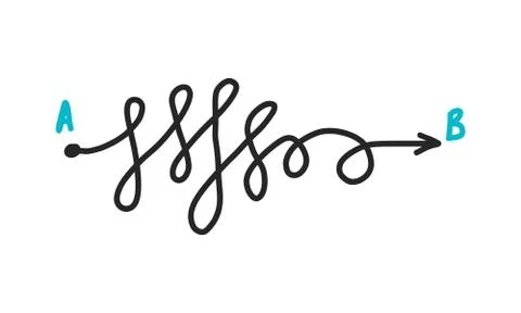 Messy line indicating direction hand drawn vector illustration Stock Illustration