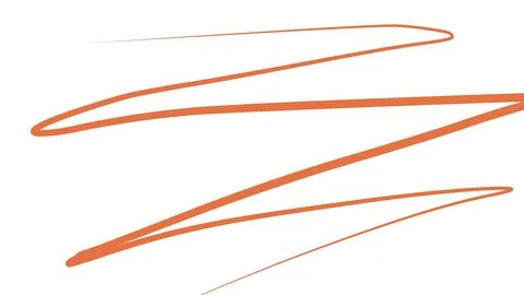 Messy orange zigzag scribble line on white background. Stock Illustration