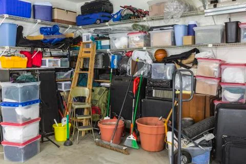Messy Packed Garage Stock Photos