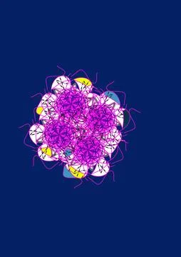 Messy Pink and Purple Scribble Burst (Navy blue background) Illustrazione stock
