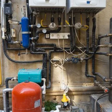 A messy of pipes Stock Photos
