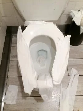 Messy public bathroom Stock Photos