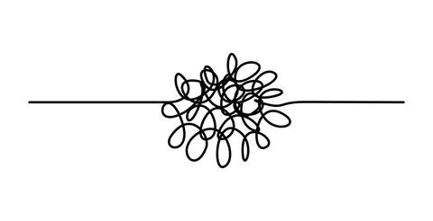 Messy scribble arrow line, chaotic tangled doodle. Hand drawn squiggle, chaos Stock Illustration