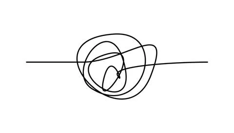 Messy scribble arrow line, chaotic tangled doodle. Hand drawn squiggle, chaos Stock Illustration