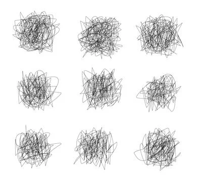 Messy scribble, chaotic tangled doodles, Hand drawn squiggles Stock Illustration