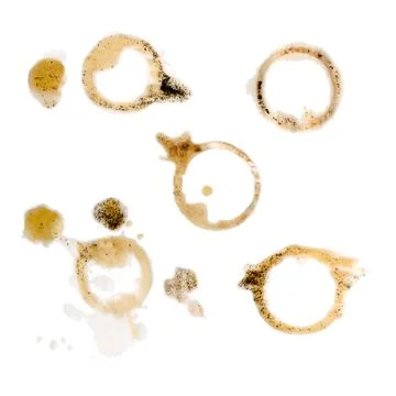 Messy surface after five coffees have been spilled. Stock Photos