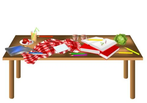 Messy table Stock Illustration