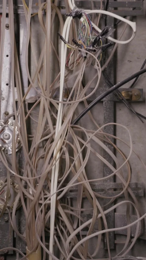 Messy Tangled Electrical Wires Exposed During Construction Renovation Stock Footage 326036289