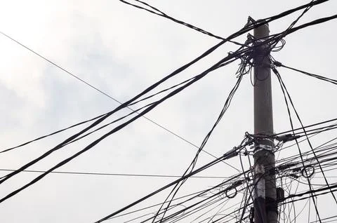 Messy utility pole Stock Photos