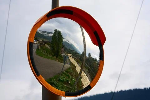 Mestiatchala river as reflection from mirror Stock Photos
