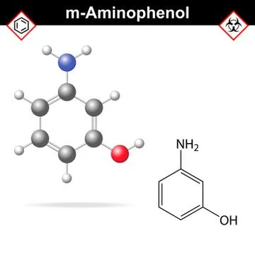 Meta aminophenol molecule Stock Illustration