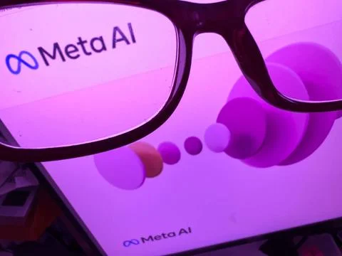 META artificial intelligence on a computer screen in Marktoberdorf, Mar 16... Stock Photos