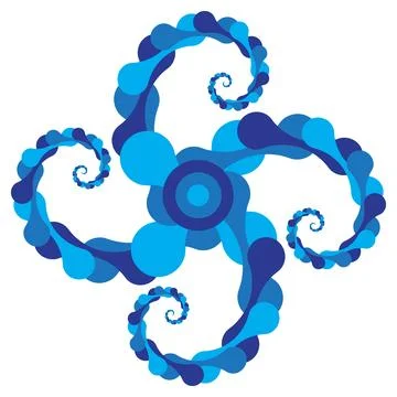 Meta ball Connect Dot Set. Blue Spiral Molecule chain. Circle Shapes. Abstr.. Illustrazione stock