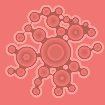 Meta ball Connect Dot Set. Red Molecule chain. Circle Shapes. Abstract Geomet Stock Illustration