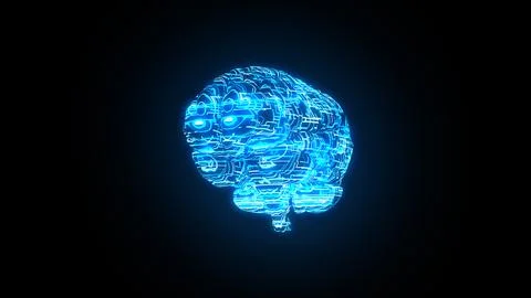 Meta Brain, 3D render of human brain with glow colourful surface Stock Illustration