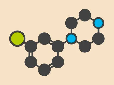 Meta-chlorophenylpiperazine molecule Illustrazione stock