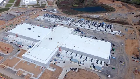 Meta Data Center Campus, aerial flyover in Gallatin, Tennessee, a Large Scale Stock Footage 337154415