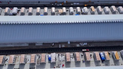 Meta data center expansion using building tents reducing hyperscaling times in Stock Footage 336289177