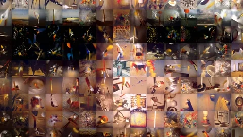 Meta Human Face decomposed of Abstract Image Tiles - Infinite Zoom Part2 Stock Footage 170004580