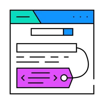 Meta tags title description seo icon color illustration Stock Illustration