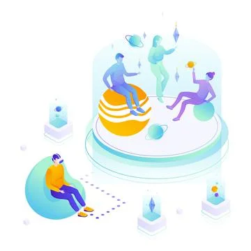Meta verse experience vector virtual reality map Stock Illustration