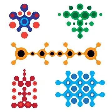 Metaball Connect Dot Set. Molecule chain. Circle Shapes. Abstract Geometric D Stock Illustration