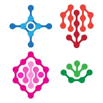 Metaball Connect Dot Set. Molecule chain. Circle Shapes. Abstract Geometric.. Illustrazione stock