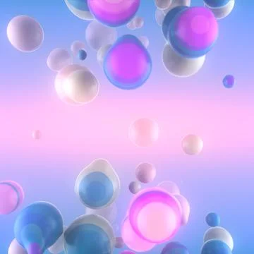 Metaball organic structure. Viscous droplets with gradient color. 3d render Stock Illustration