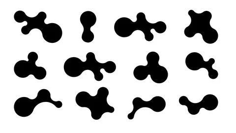 Metaball shapes with connected dots and morphing blobs. Geometric fluid organic Stockillustratie