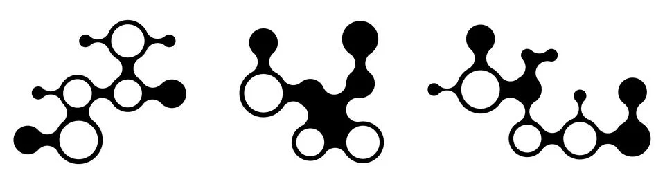 Metaball shapes vector set. Abstract isolated connected symbols for logo Illustrazione stock