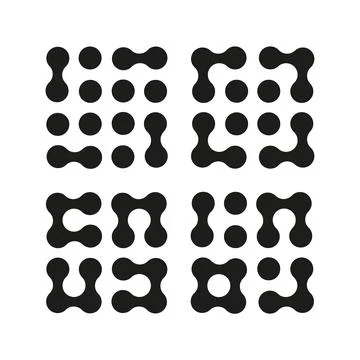 Metaball simple icons. Connected dots vector signs. Stock Illustration