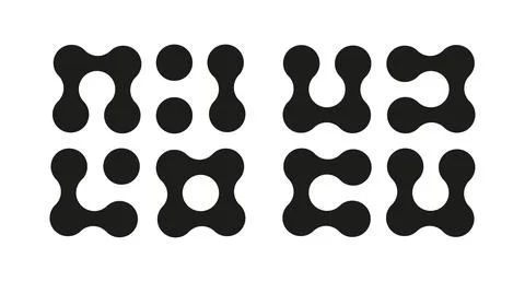 Metaball trendy icon. Connected dots minimalist sign. Integration abstract Stock Illustration
