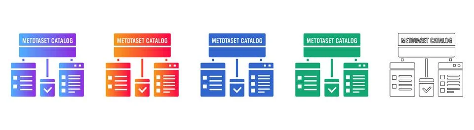 Metadata Catalog and Content Organization Icons Illustrazione stock