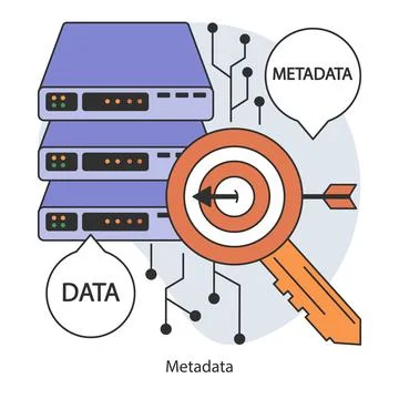 Metadata. Data annotation and cataloging. Essential information Stock Illustration