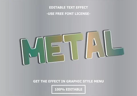 Metal 3D editable text effect template. Style premium free font license vecto 스톡 일러스트